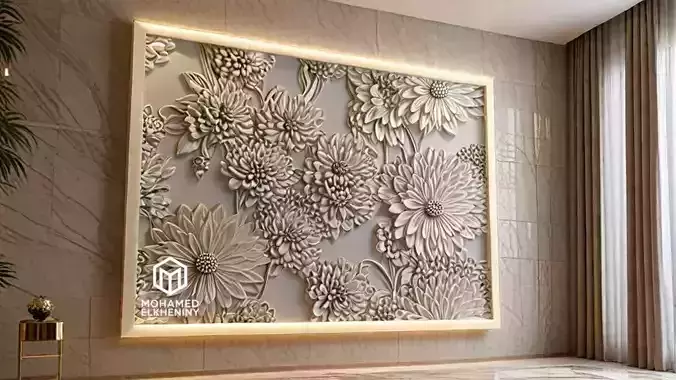 Modern Wall Panel Relief for CNC and 3D Printing 07 3D print model