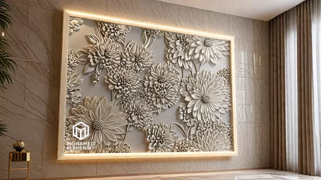 Modern Wall Panel Relief for CNC and 3D Printing 07 3D print model_0