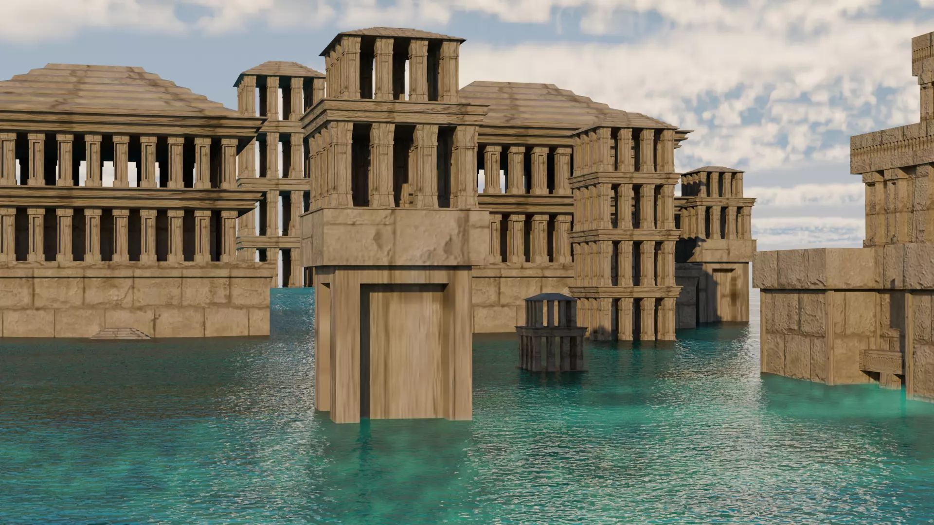 city under water Free low-poly 3D model_0