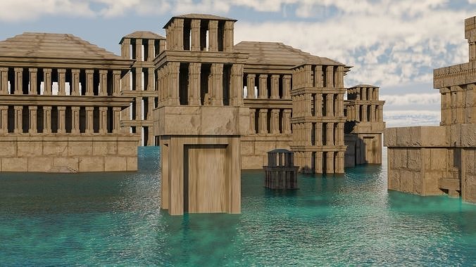 city under water Free low-poly 3D model