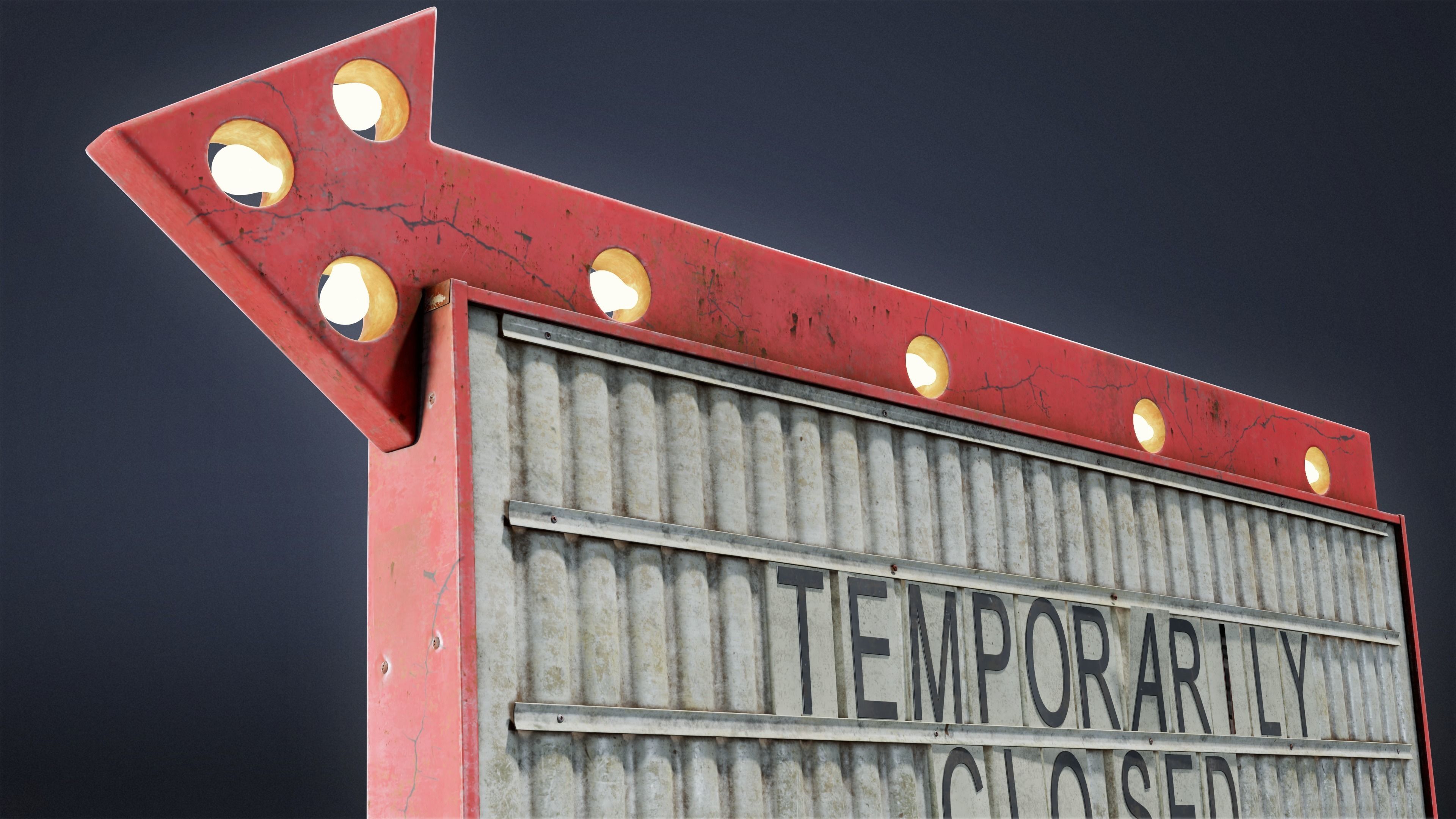 SIGNAGE - Sign Business Arrow 01 - LOW POLY AND NANITE Low-poly 3D model_14