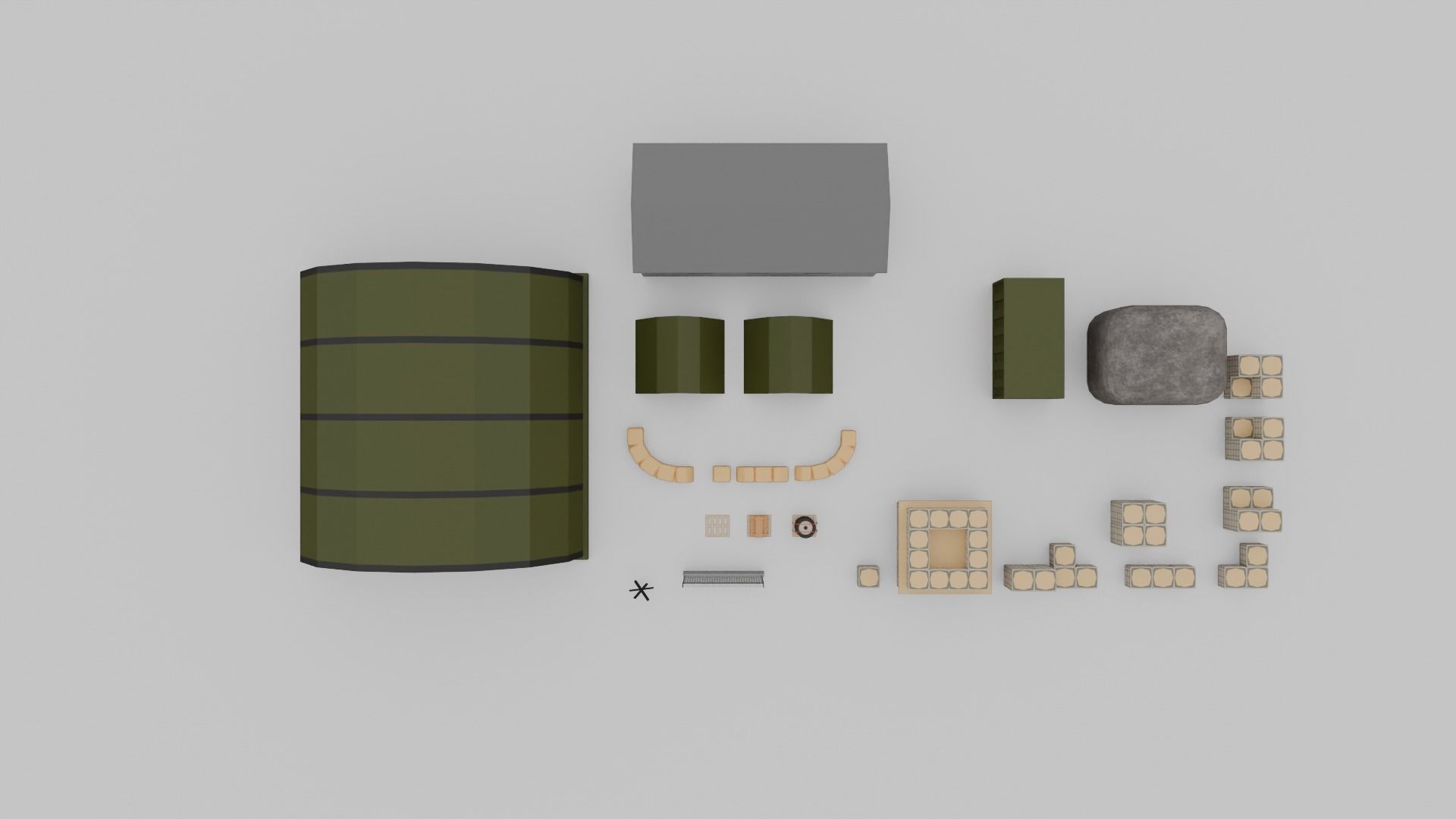Low poly military base collection 3D model_4