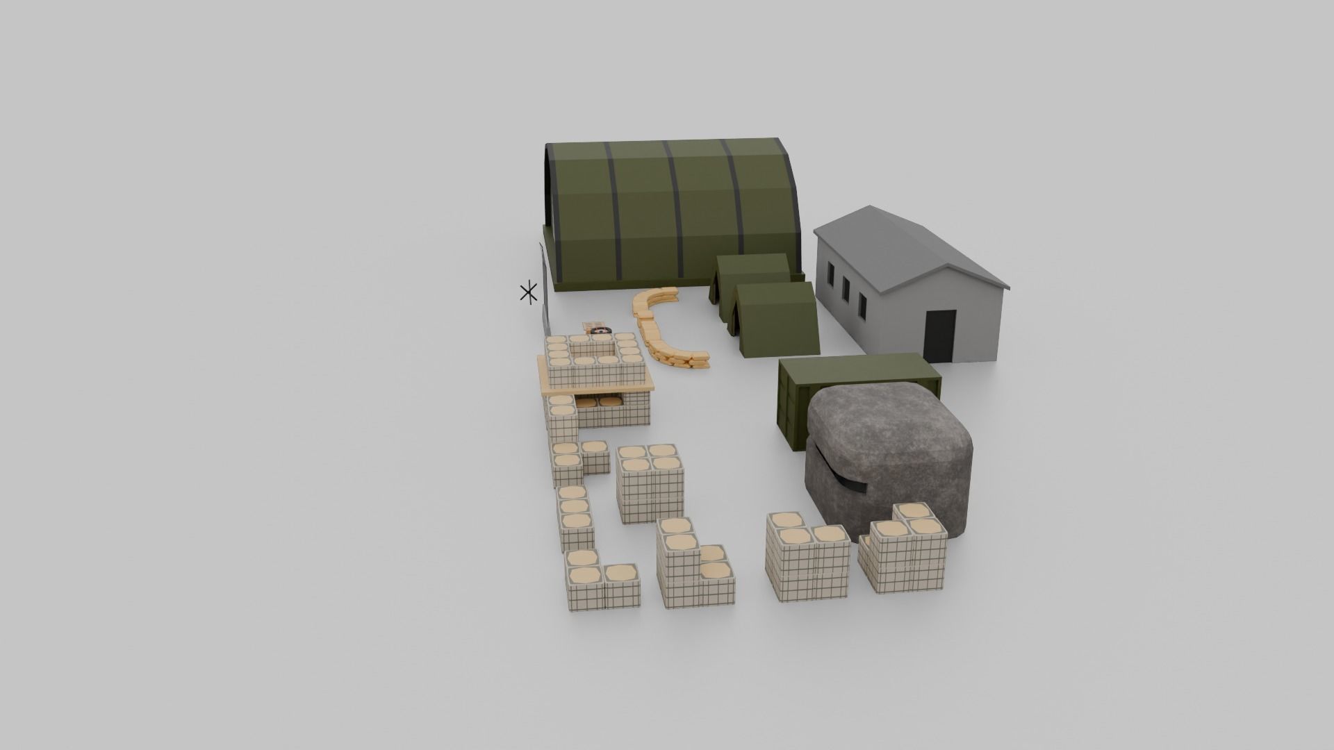 Low poly military base collection 3D model_2