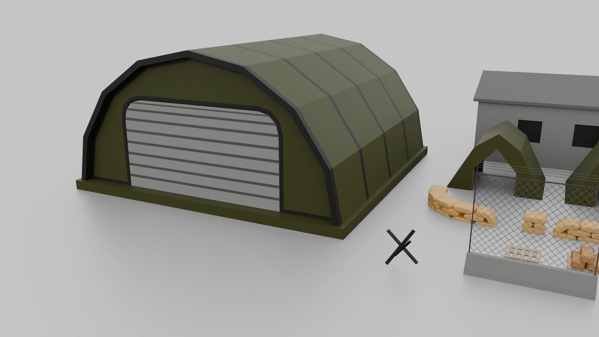 Low poly military base collection 3D model_5