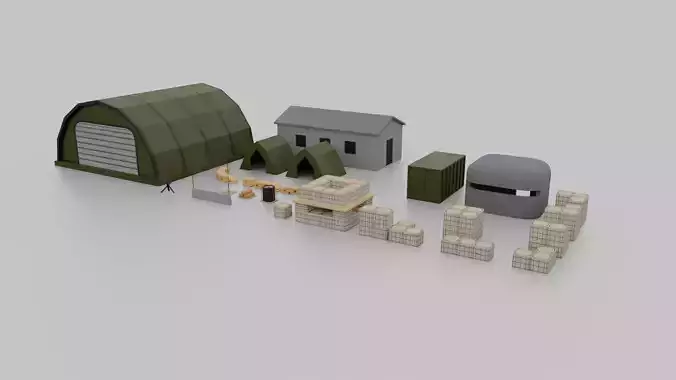 Low poly military base collection