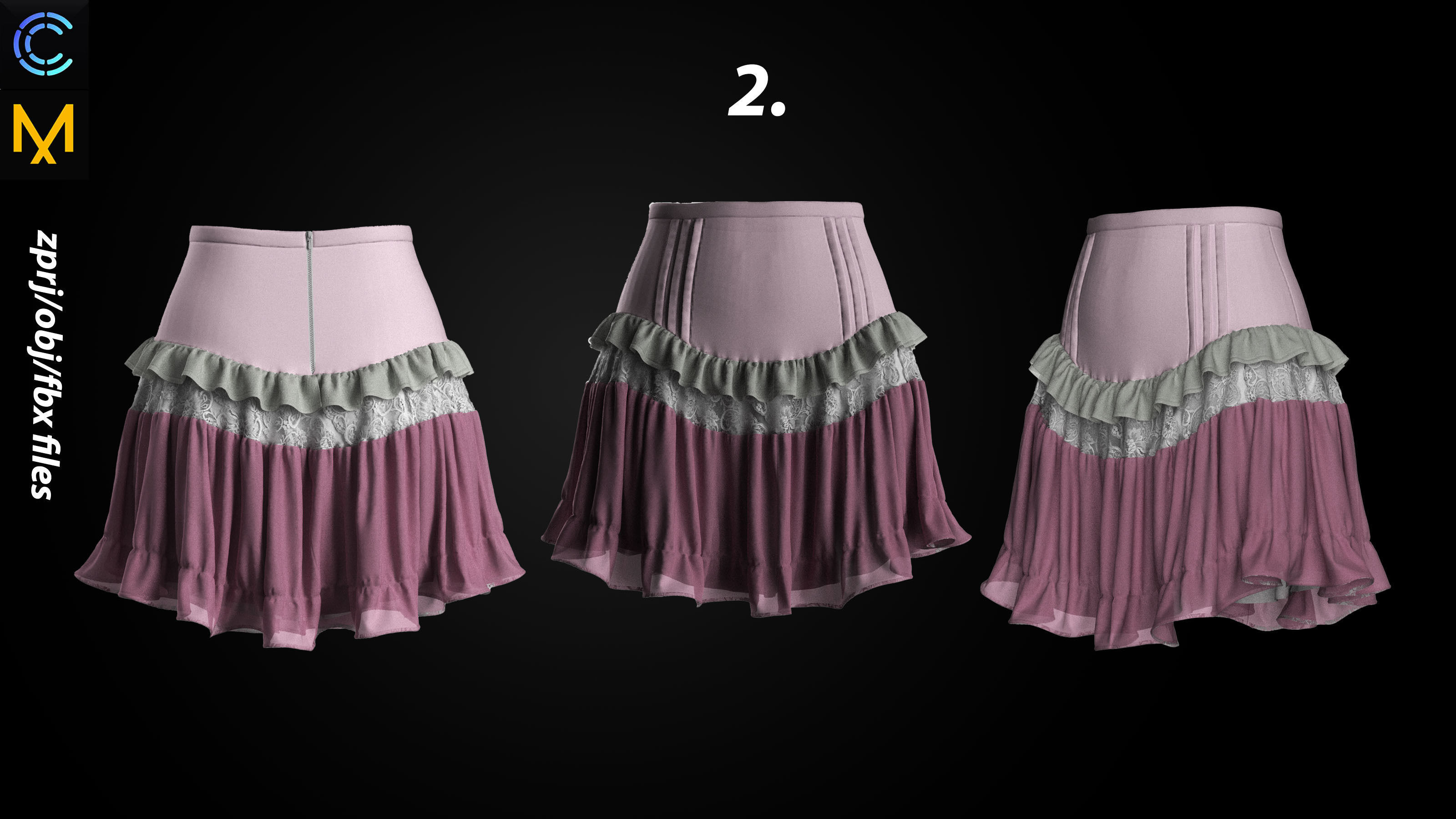 female shorts and skirt 3D model_2