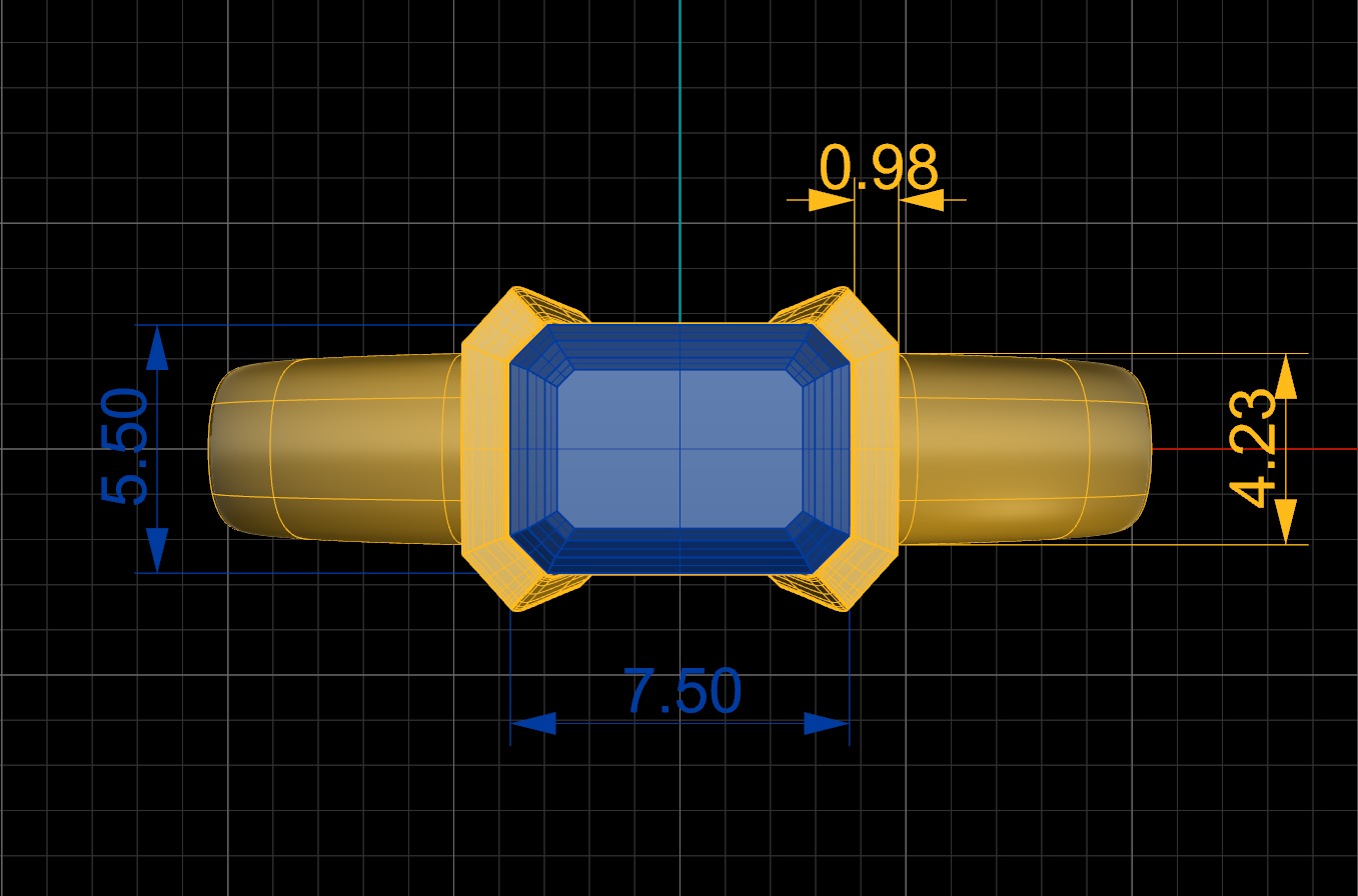 Signet Ring with Emerald cut gem 3D print model_7