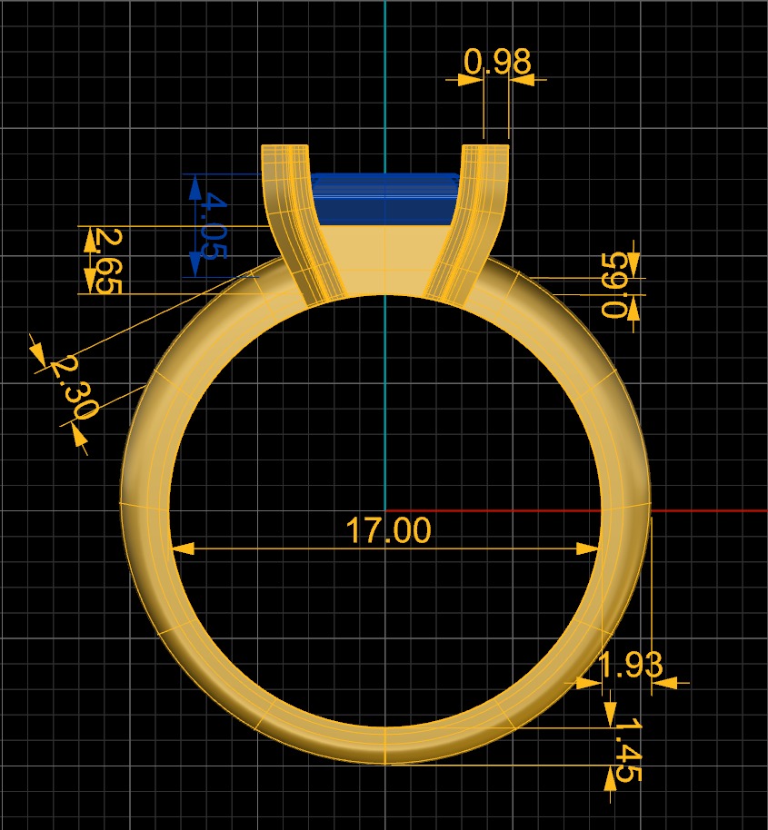 Signet Ring with Emerald cut gem 3D print model_3