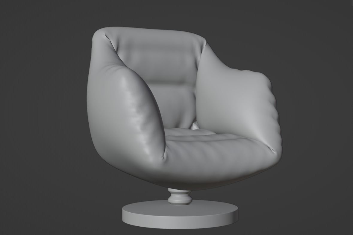 Armchair furniture Low-poly 3D model Free low-poly 3D model_3
