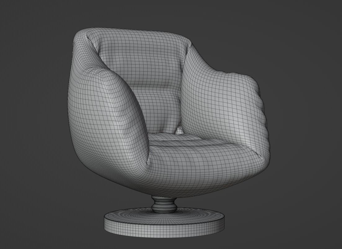 Armchair furniture Low-poly 3D model Free low-poly 3D model_4