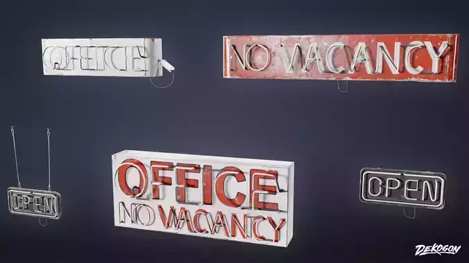 SIGNAGE - Sign Neon Set 01 - LOW POLY AND NANITE