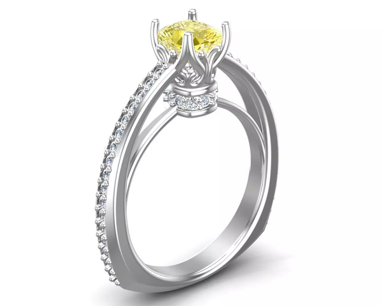 Stylish Cushion Cut Engagement Ring 3D print model