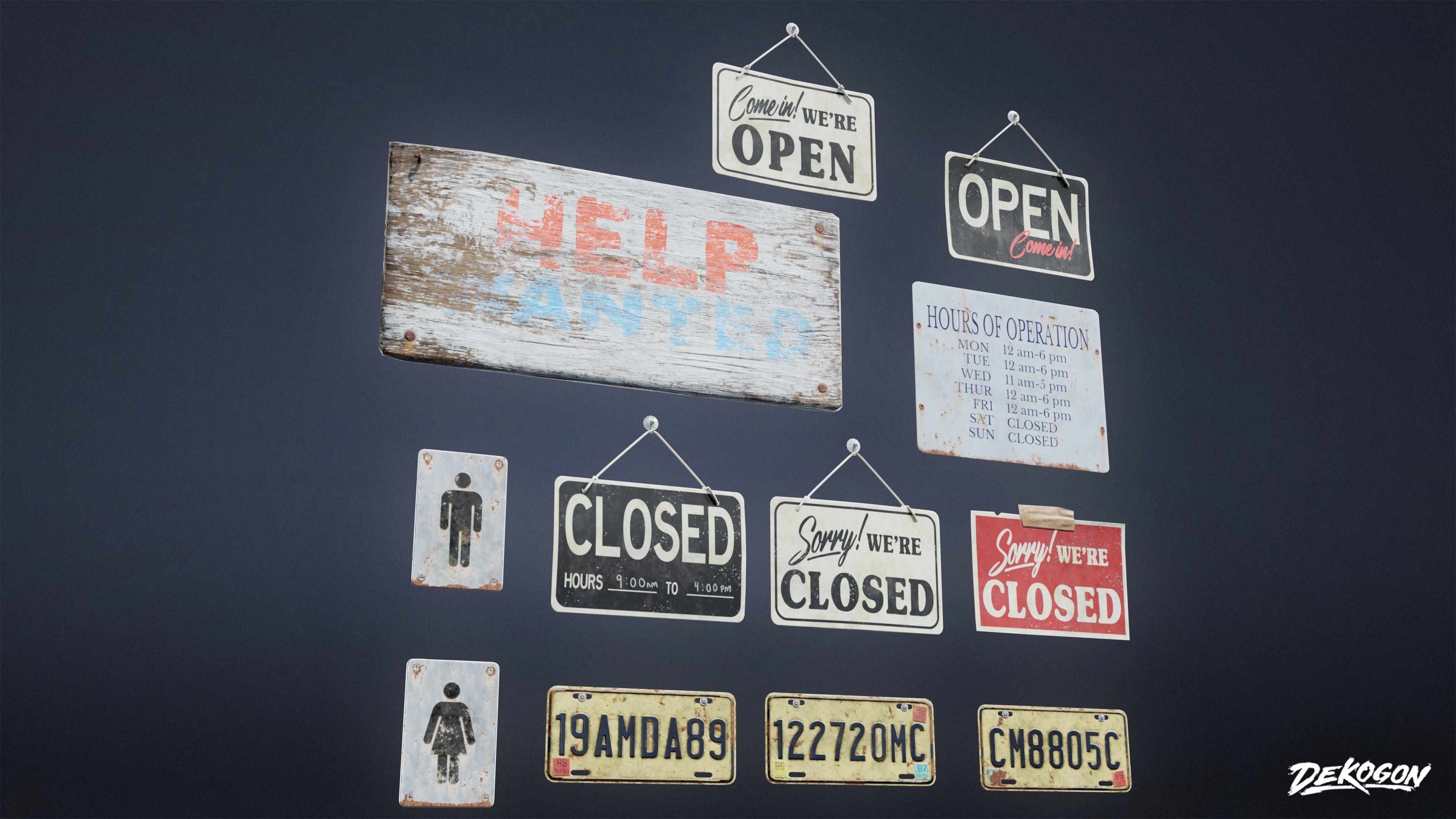 SIGNAGE - Sign Set 01 - LOW POLY AND NANITE Low-poly 3D model_3