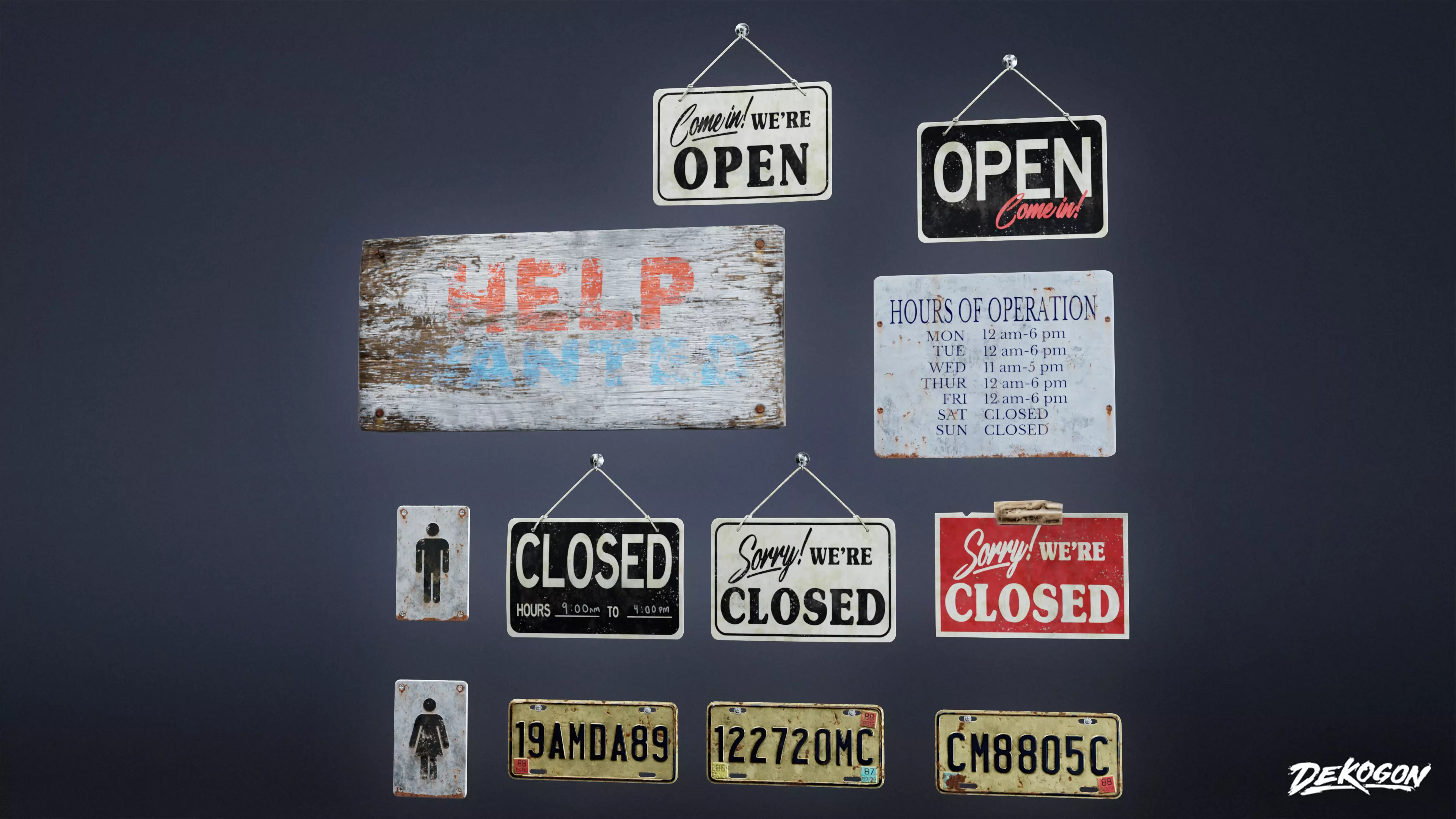 SIGNAGE - Sign Set 01 - LOW POLY AND NANITE Low-poly 3D model_0