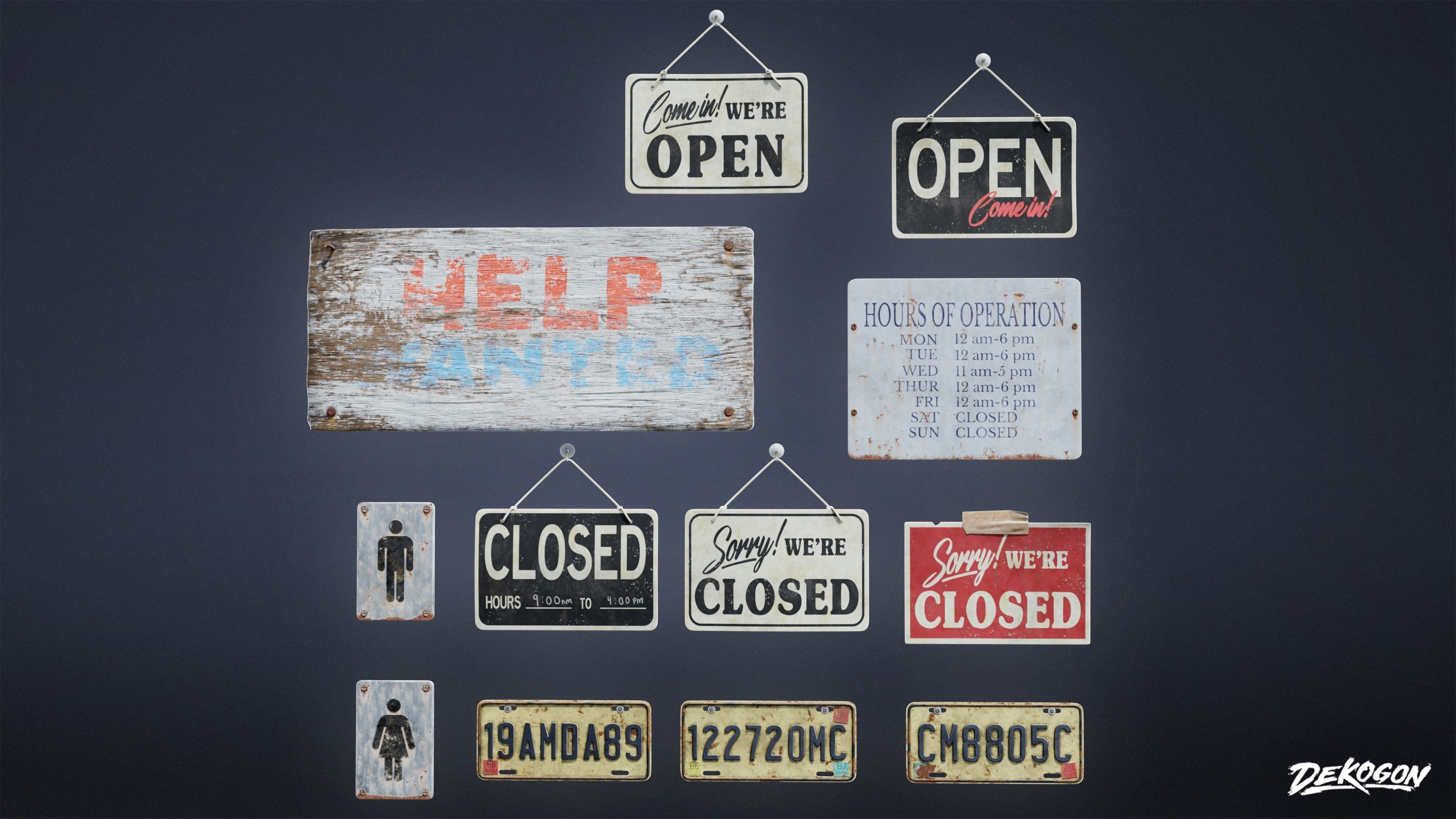 SIGNAGE - Sign Set 01 - LOW POLY AND NANITE Low-poly 3D model_14