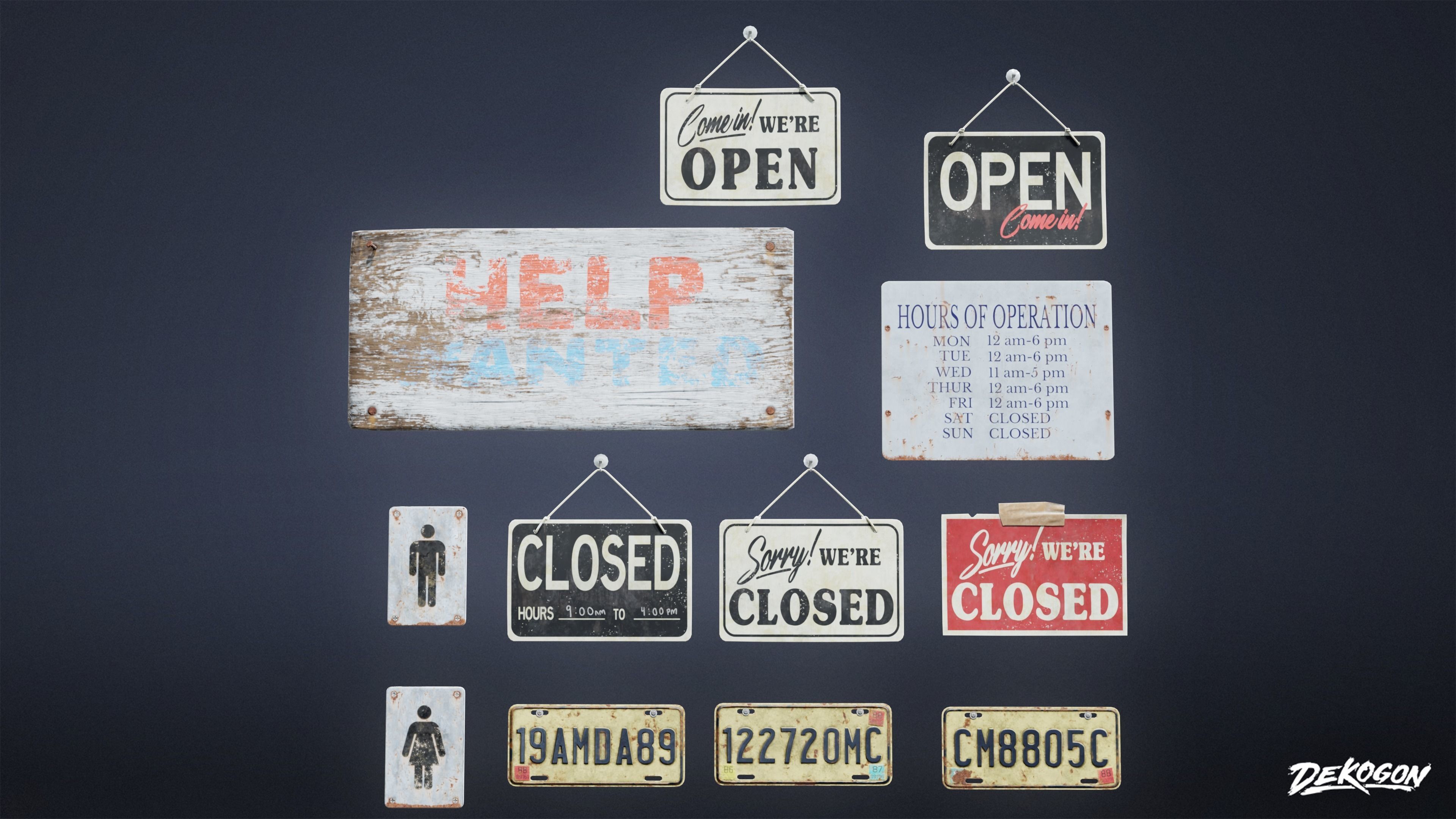 SIGNAGE - Sign Set 01 - LOW POLY AND NANITE Low-poly 3D model_2