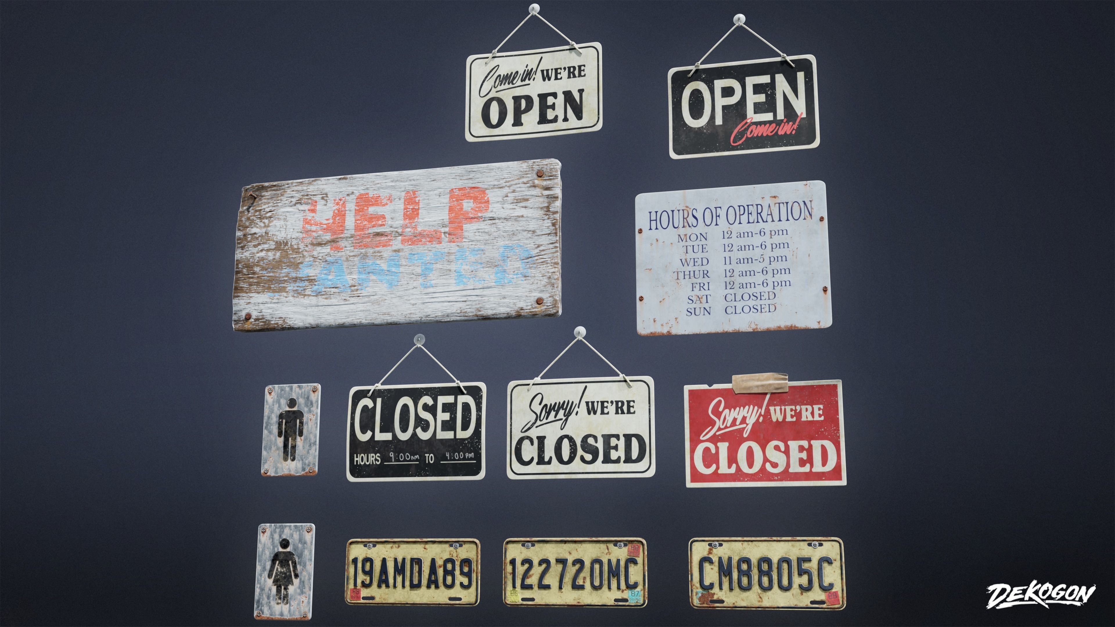 SIGNAGE - Sign Set 01 - LOW POLY AND NANITE Low-poly 3D model_12