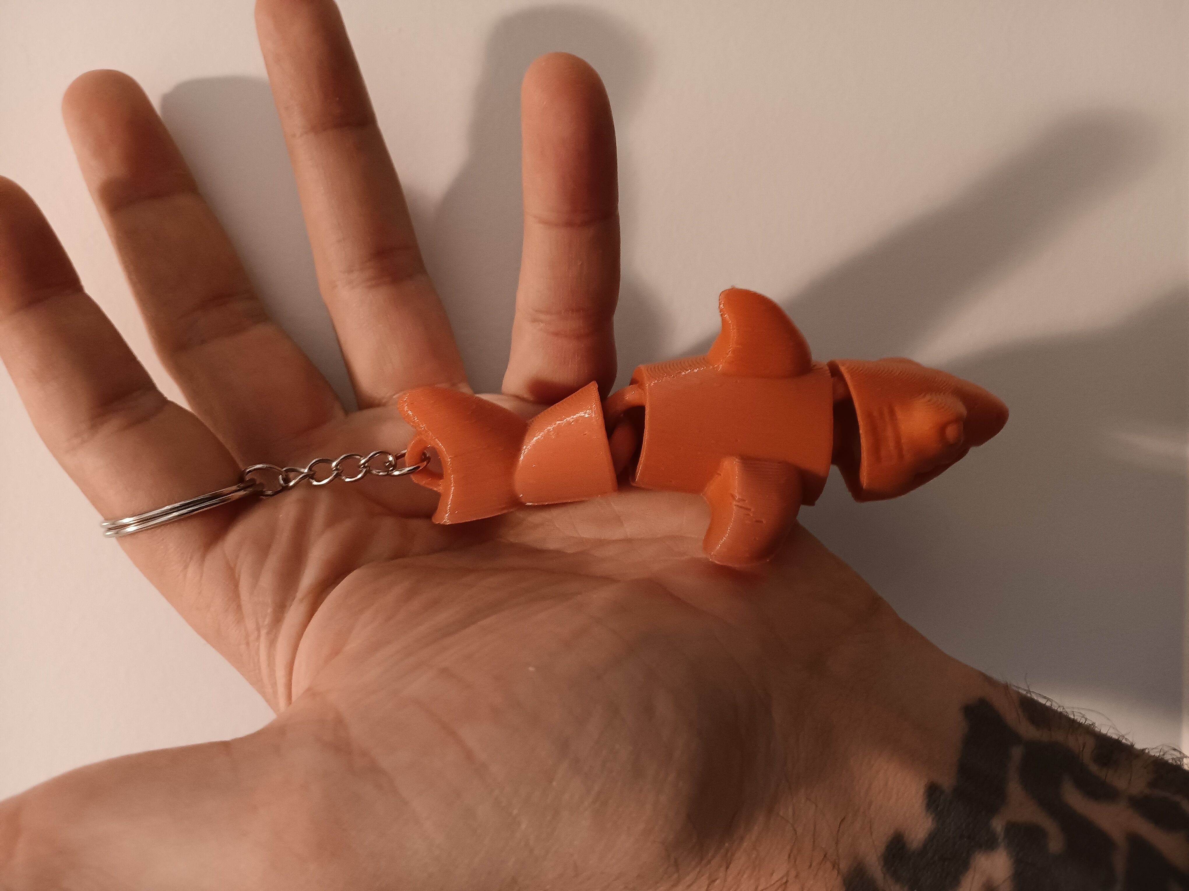 Flexi Shark Keychain - articulated - print in place 3D print model_3