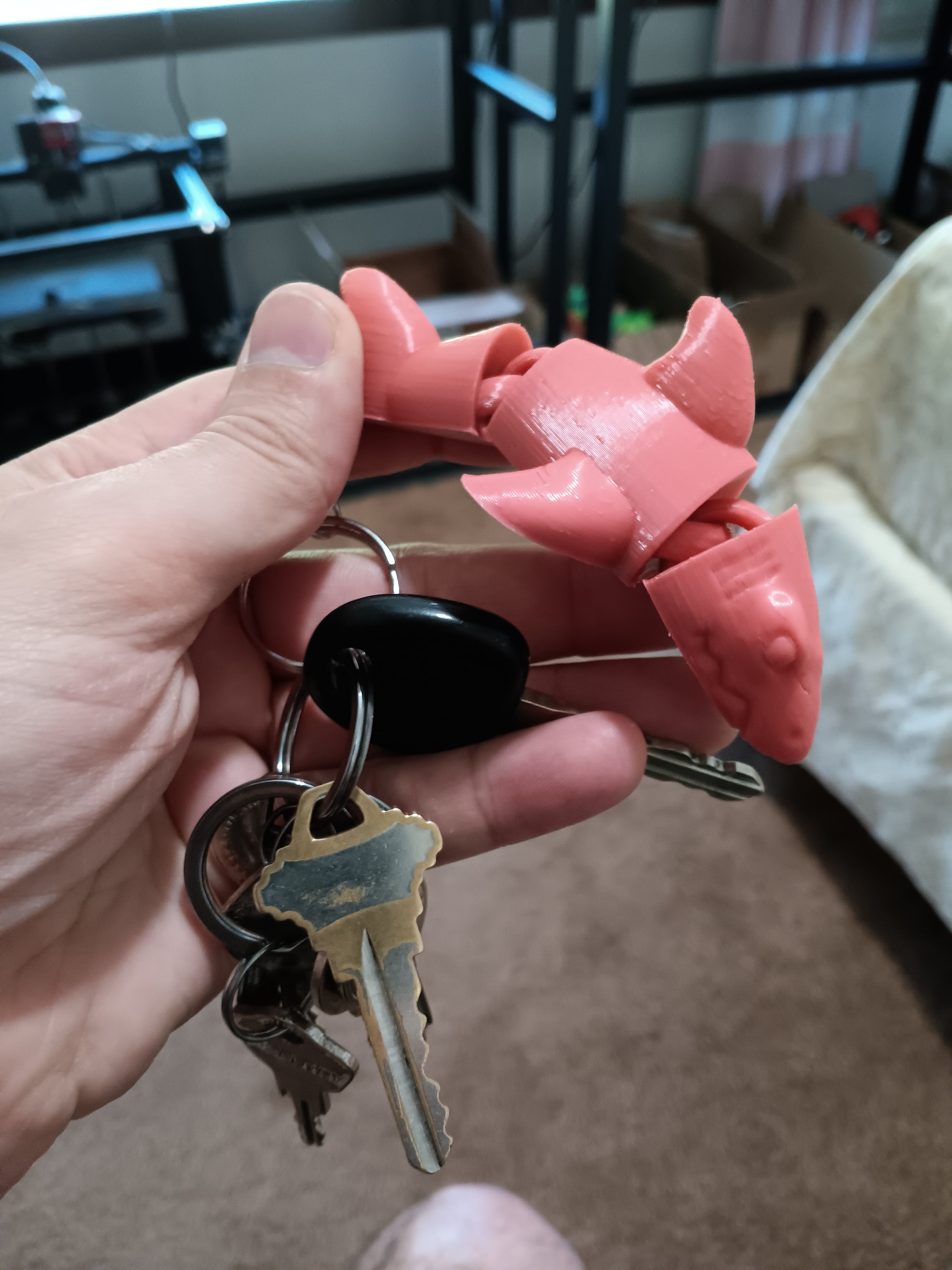 Flexi Shark Keychain - articulated - print in place 3D print model_5