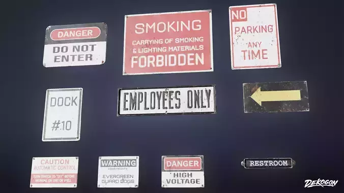SIGNAGE - Sign Set 03 - LOW POLY AND NANITE Low-poly 3D model