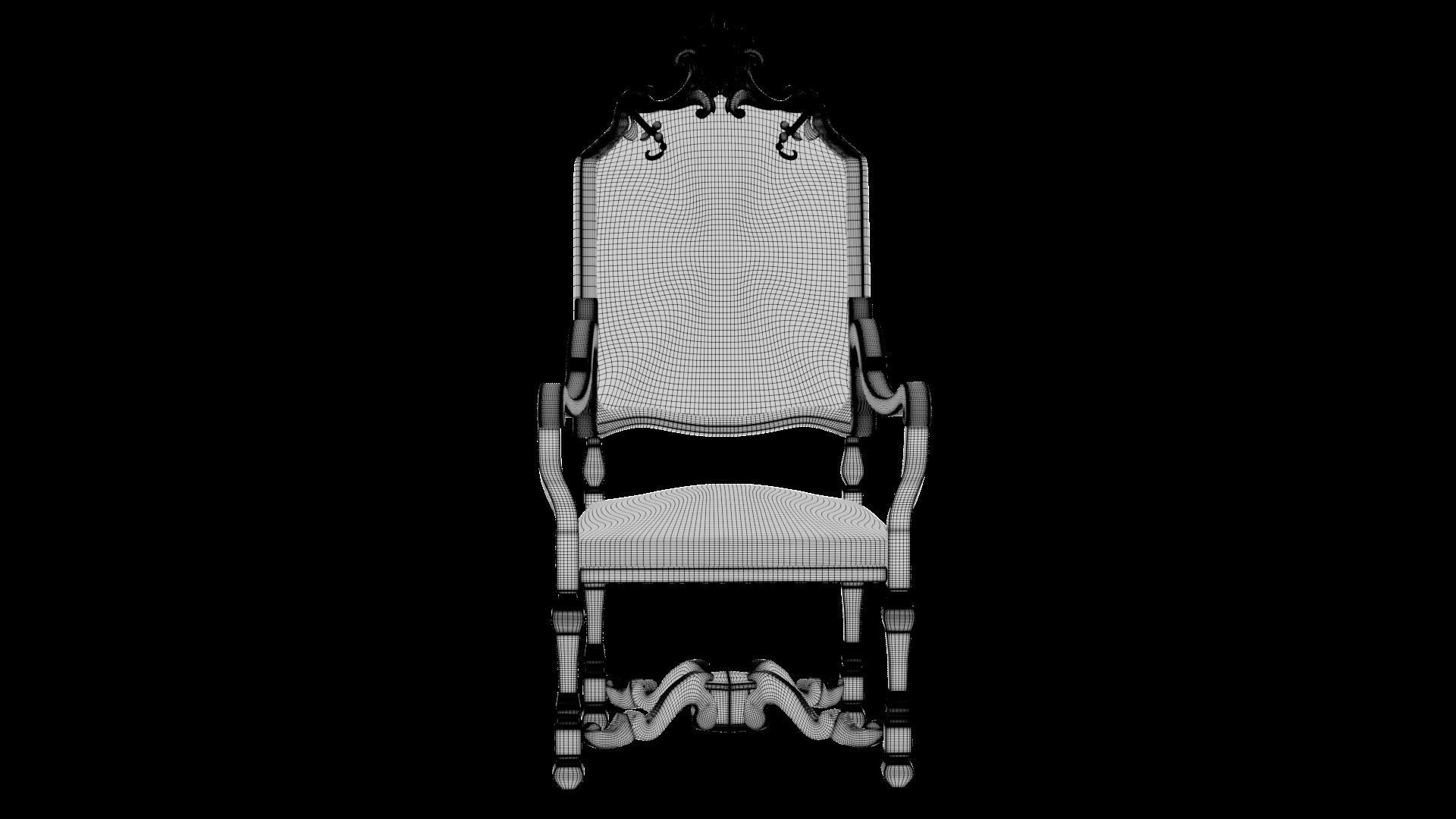 king armchair Louis XIV 3D model_3