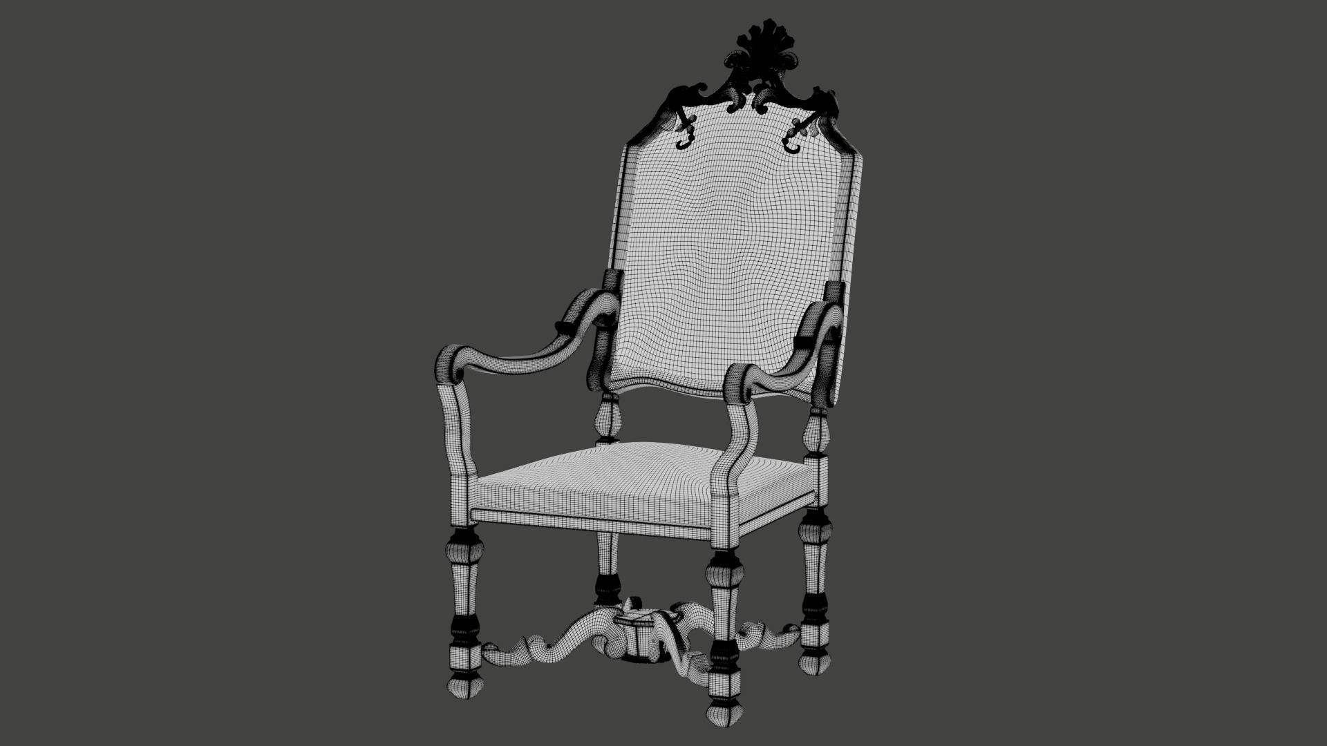 king armchair Louis XIV 3D model_6