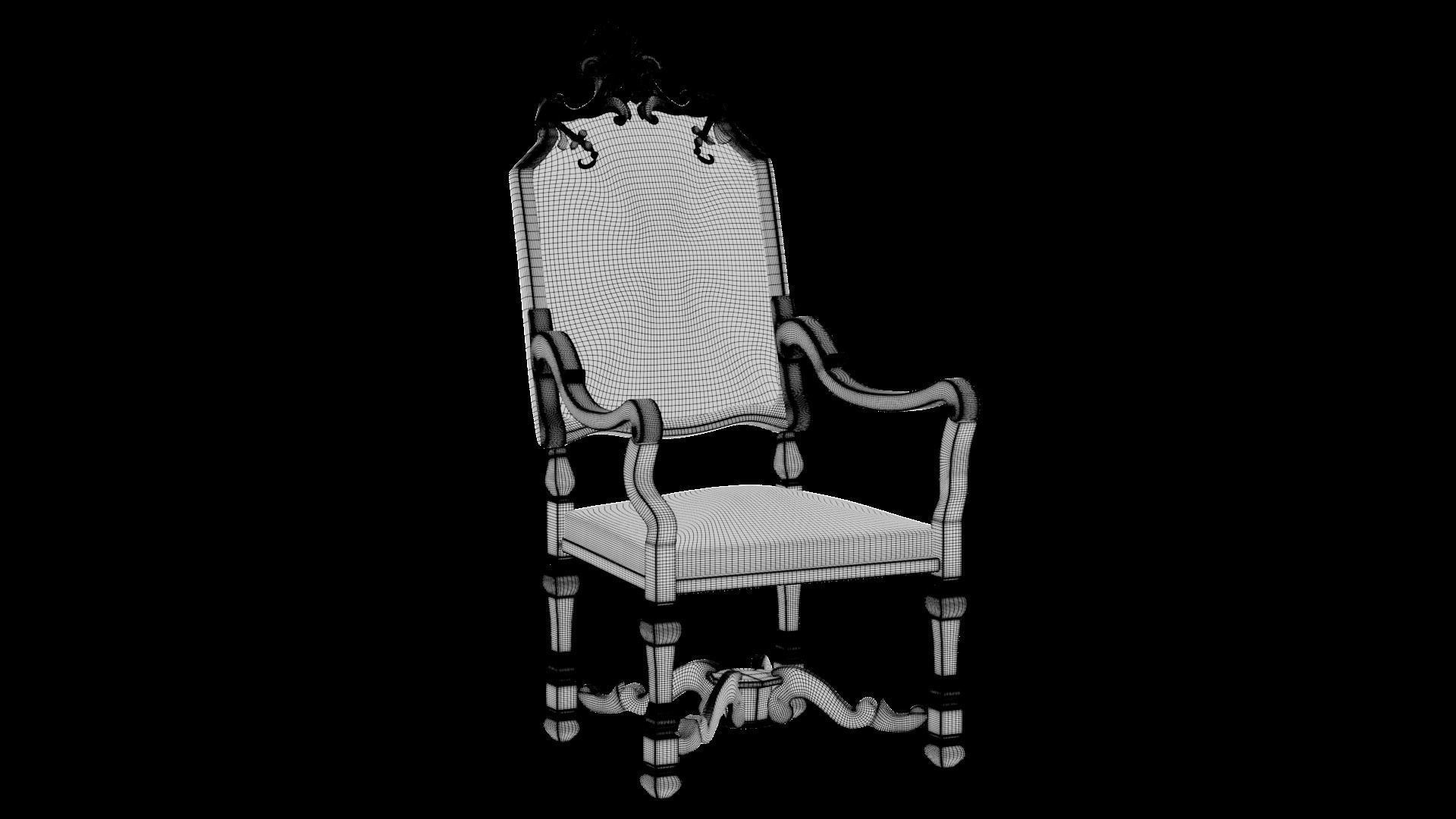 king armchair Louis XIV 3D model_4