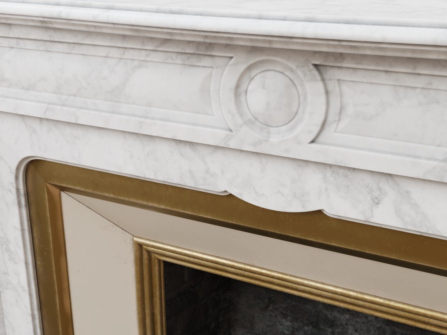 Classic French Marble Fireplace 3D model_9
