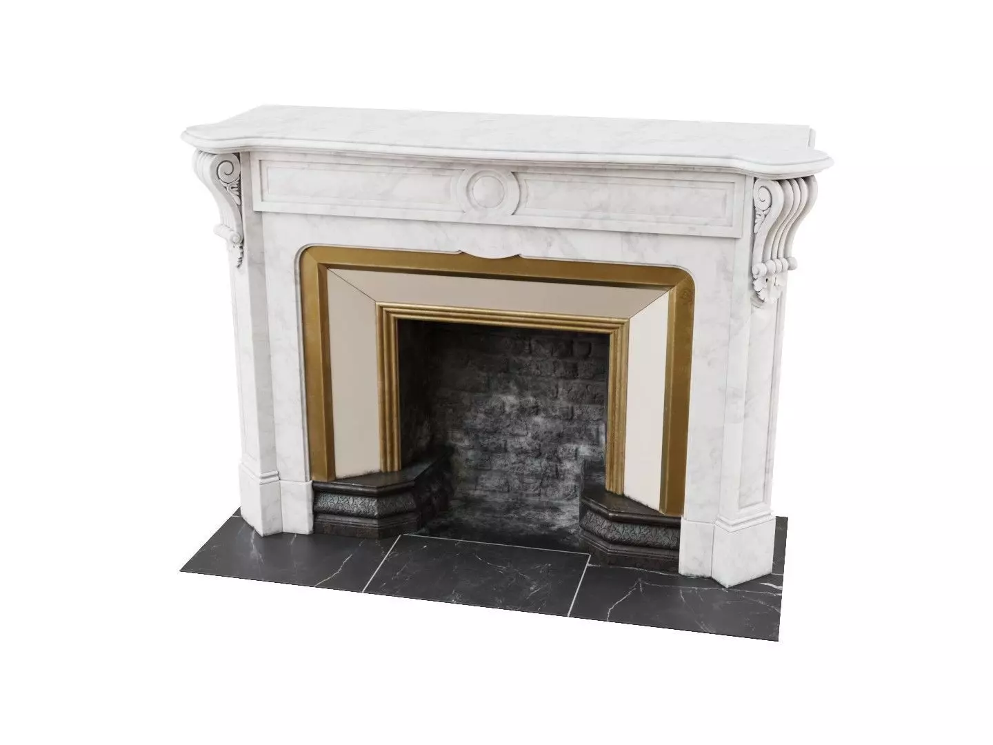 Classic French Marble Fireplace 3D model_0