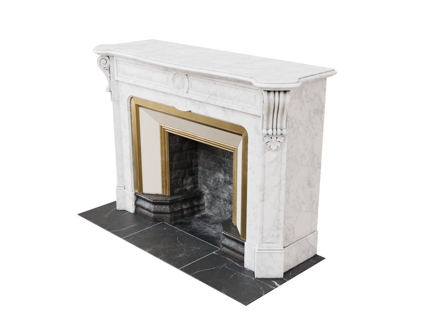 Classic French Marble Fireplace 3D model_1