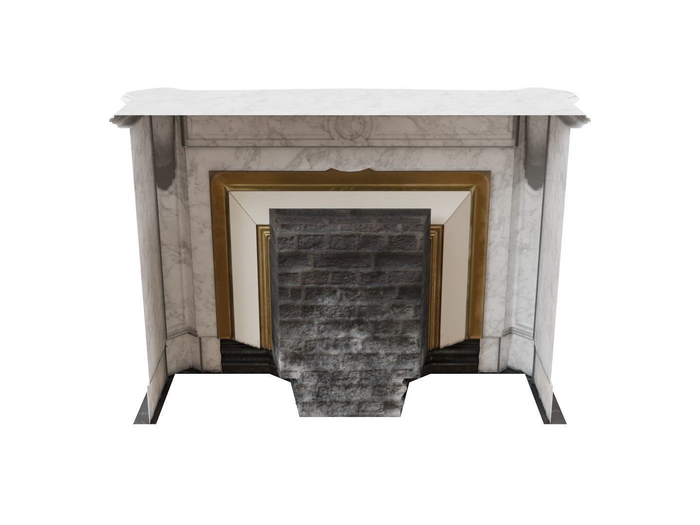 Classic French Marble Fireplace 3D model_3