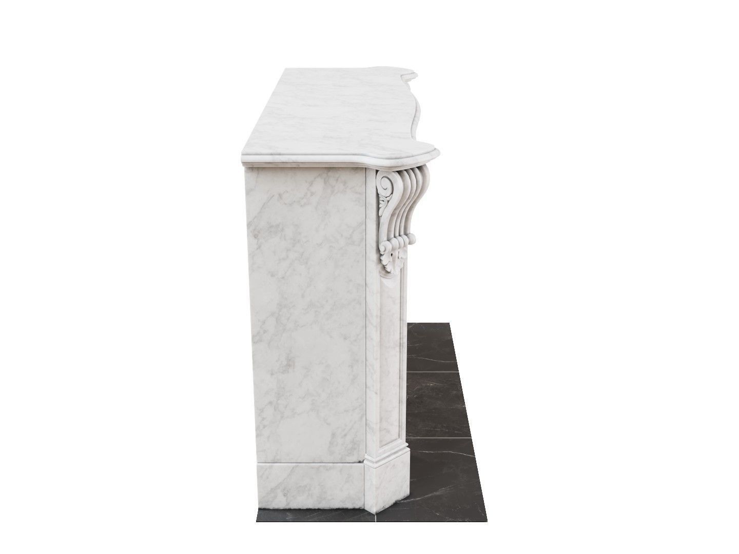 Classic French Marble Fireplace 3D model_4