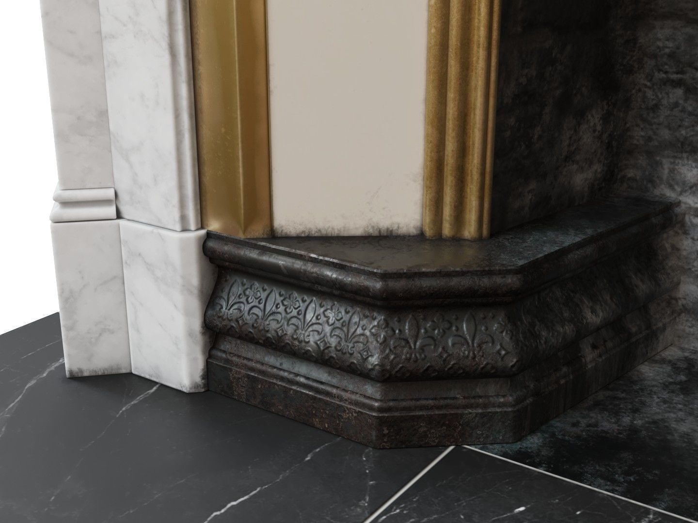Classic French Marble Fireplace 3D model_7