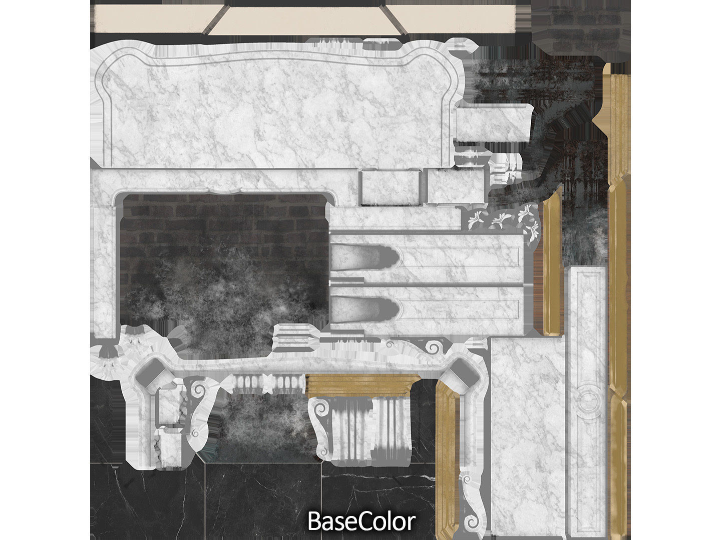 Classic French Marble Fireplace 3D model_16