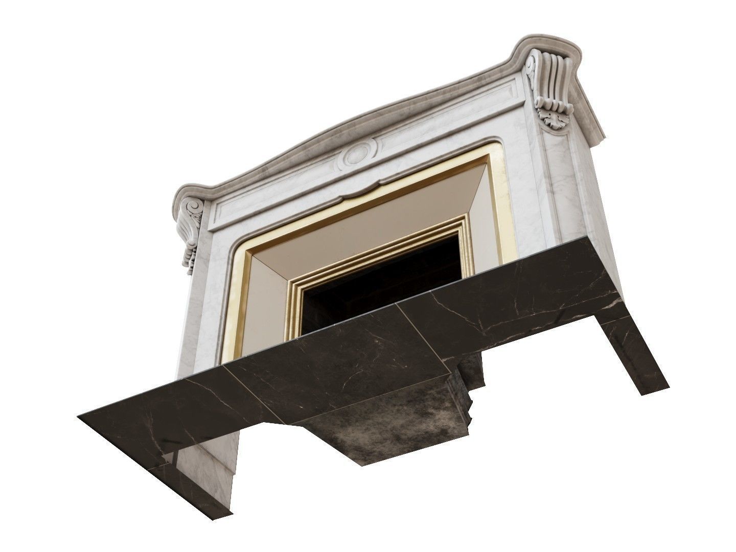 Classic French Marble Fireplace 3D model_6