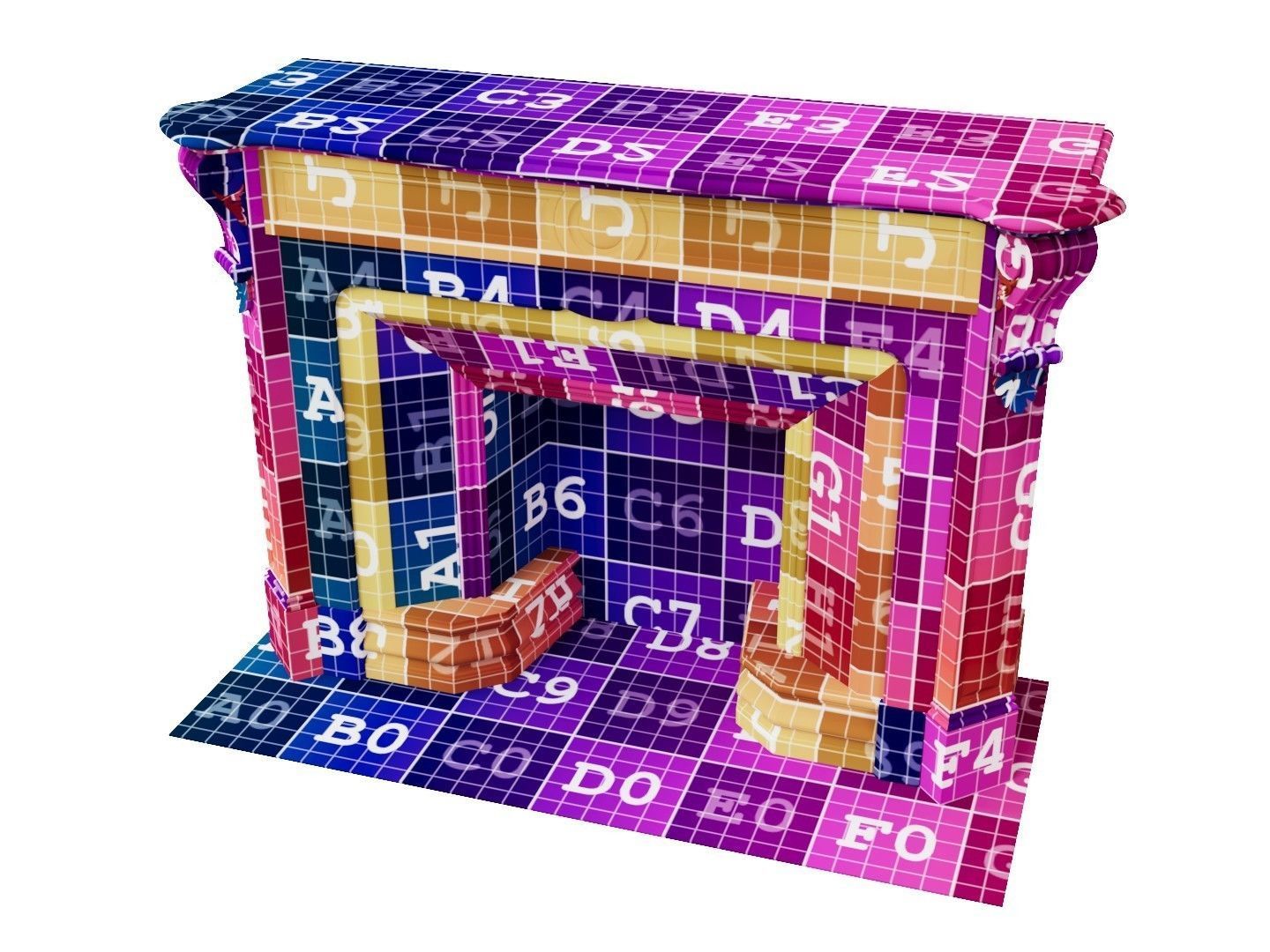 Classic French Marble Fireplace 3D model_14