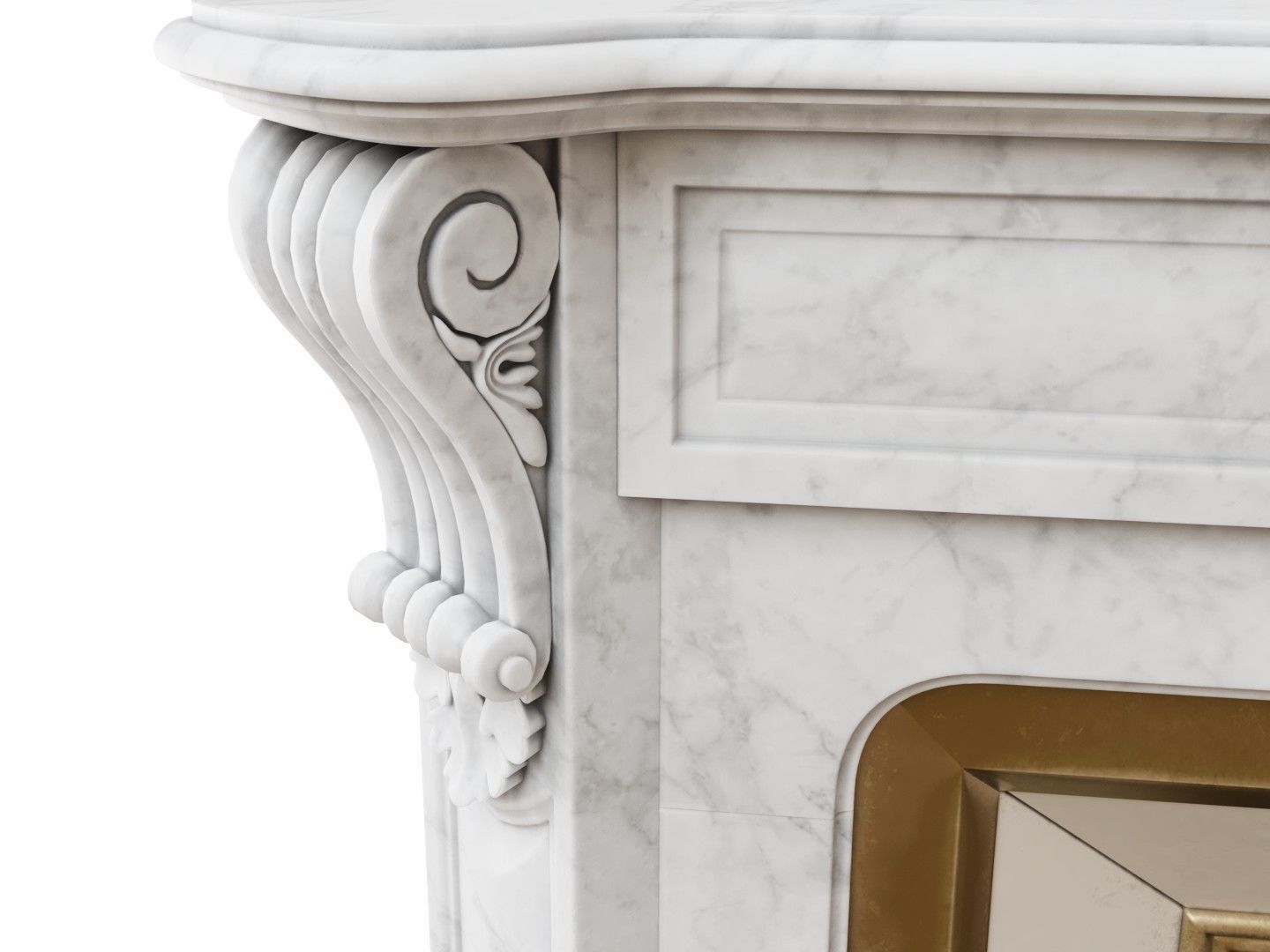Classic French Marble Fireplace 3D model_8