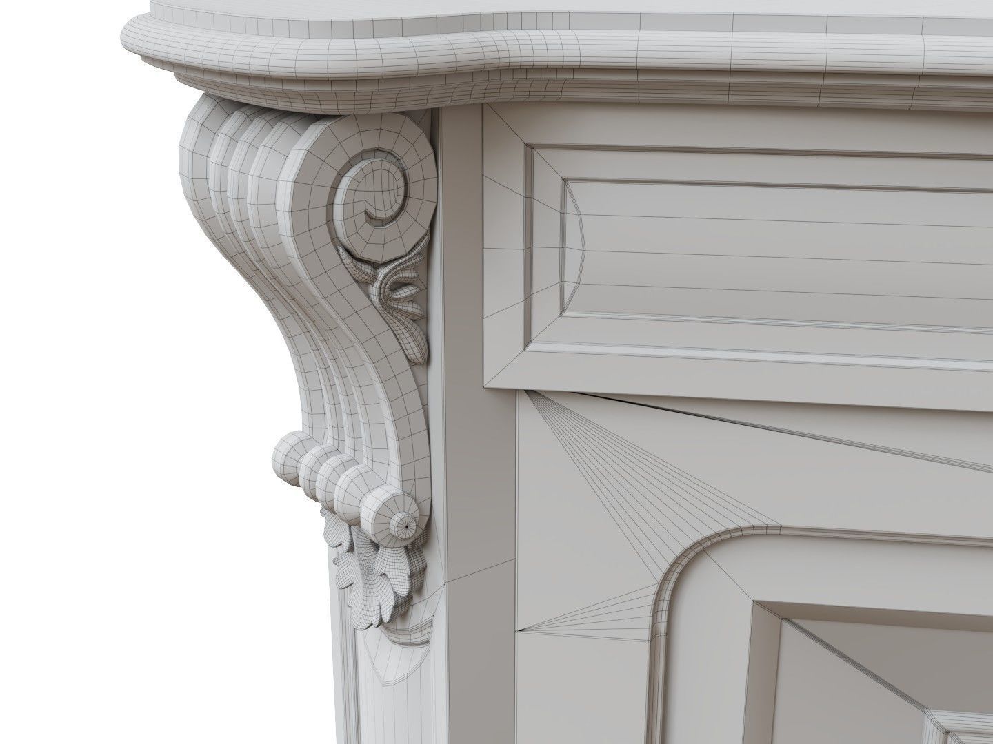 Classic French Marble Fireplace 3D model_11