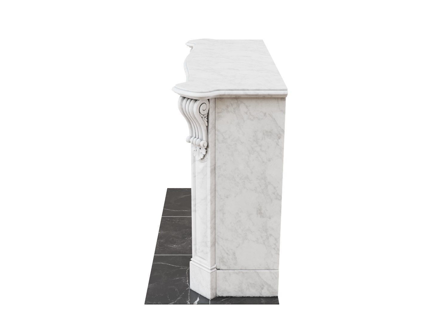 Classic French Marble Fireplace 3D model_2