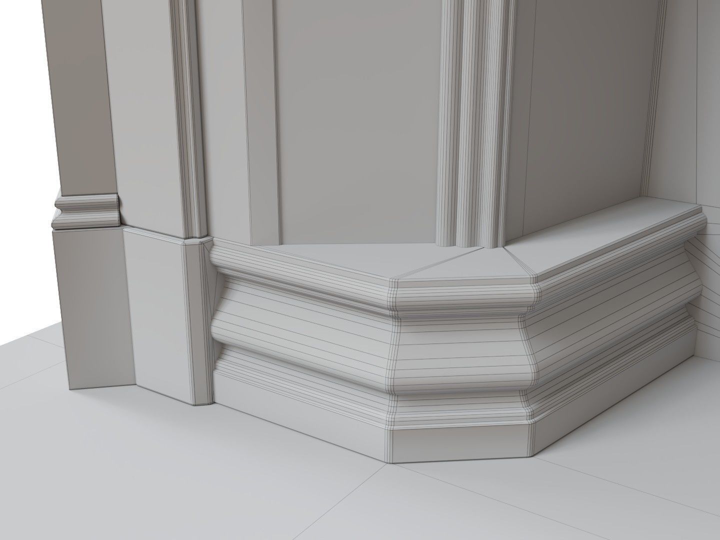Classic French Marble Fireplace 3D model_12