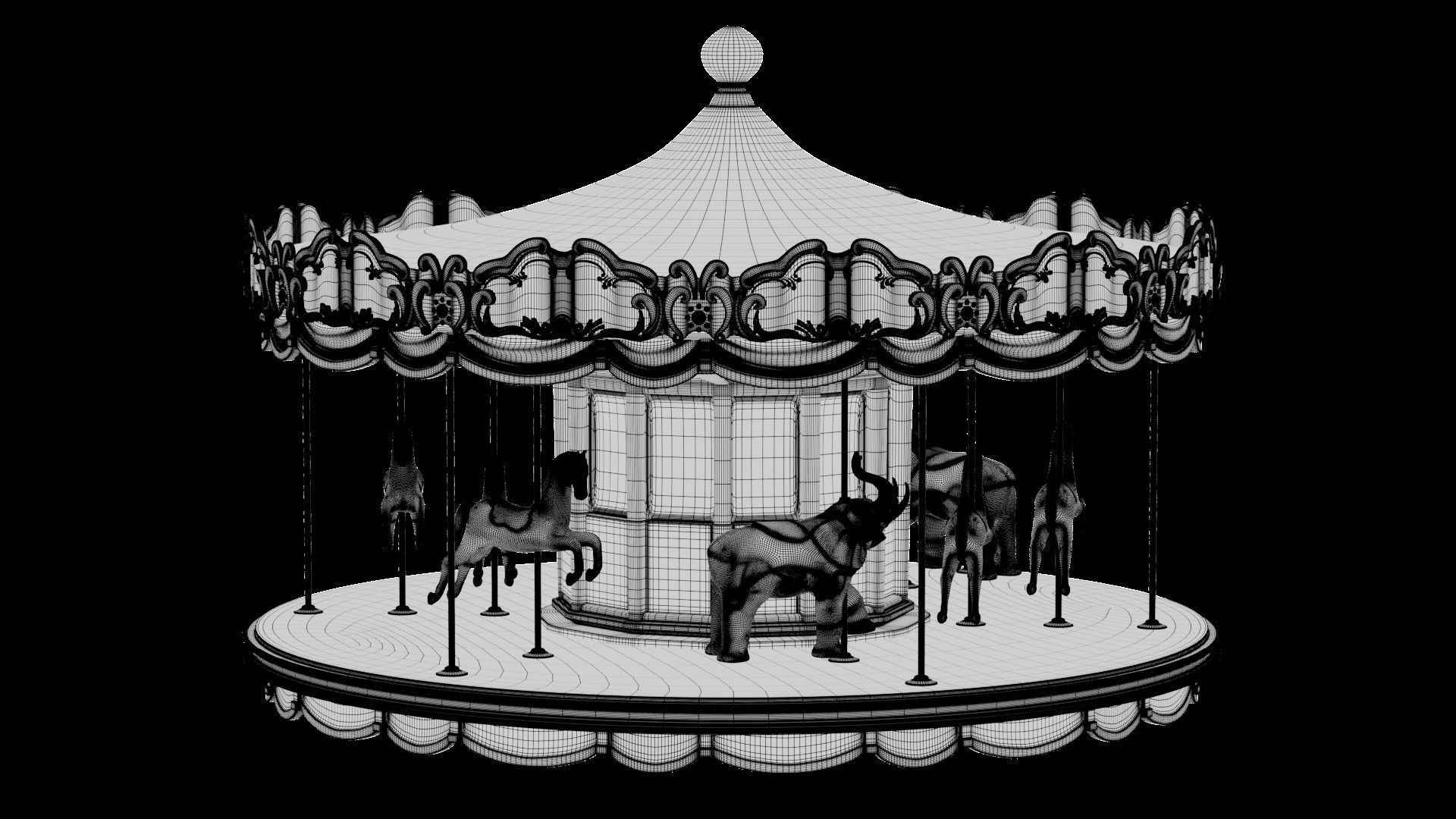 carousel - fun fair 3D model_5