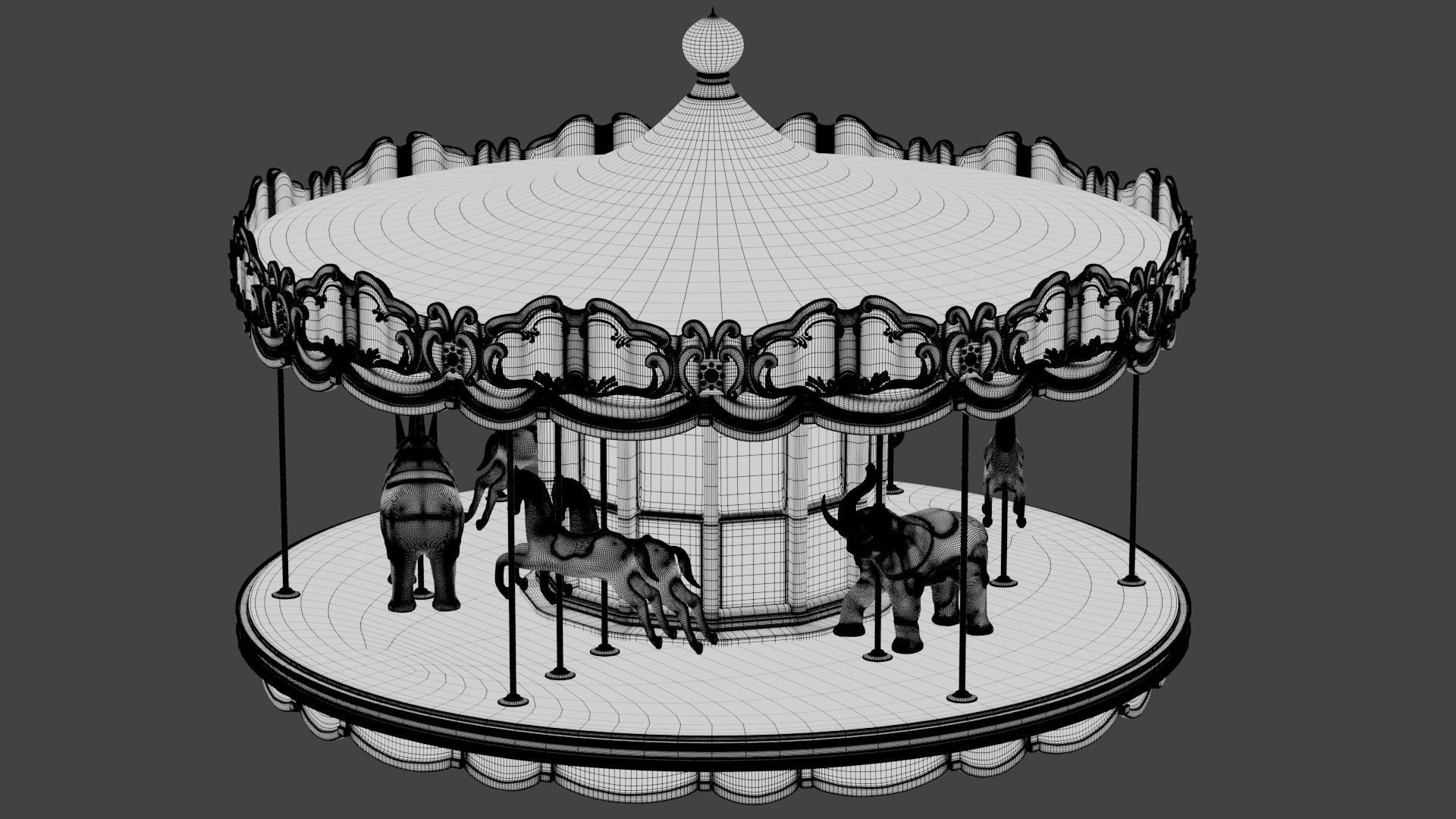 carousel - fun fair 3D model_4