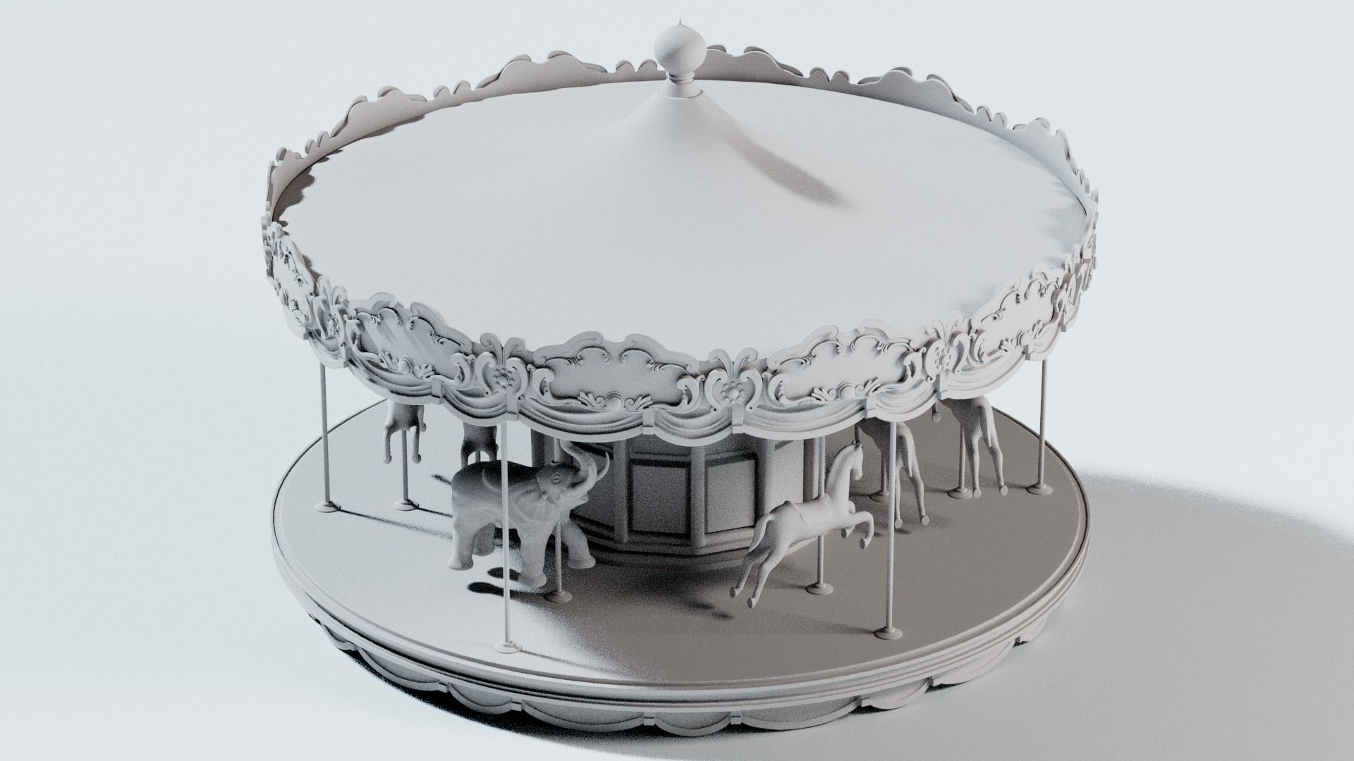 carousel - fun fair 3D model_2