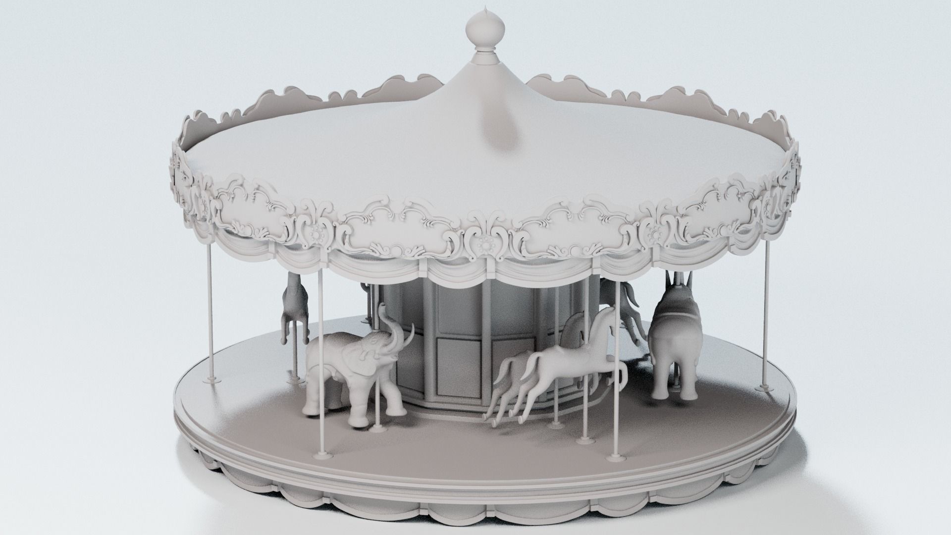 carousel - fun fair 3D model_1