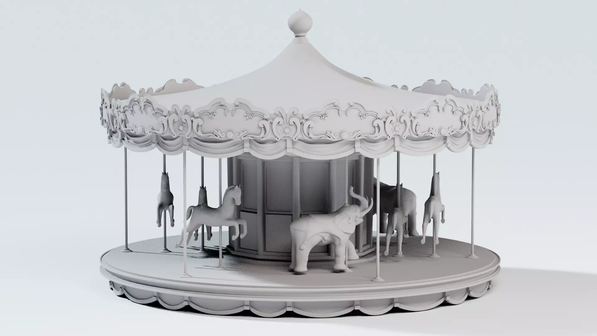carousel - fun fair 3D model_0