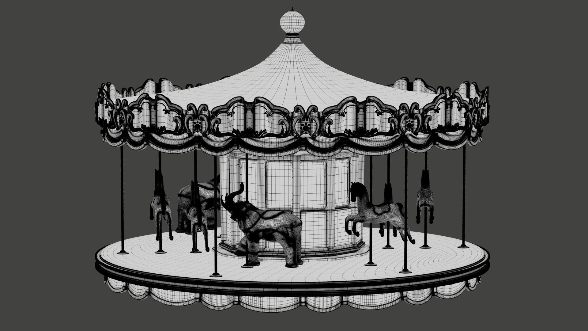carousel - fun fair 3D model_3