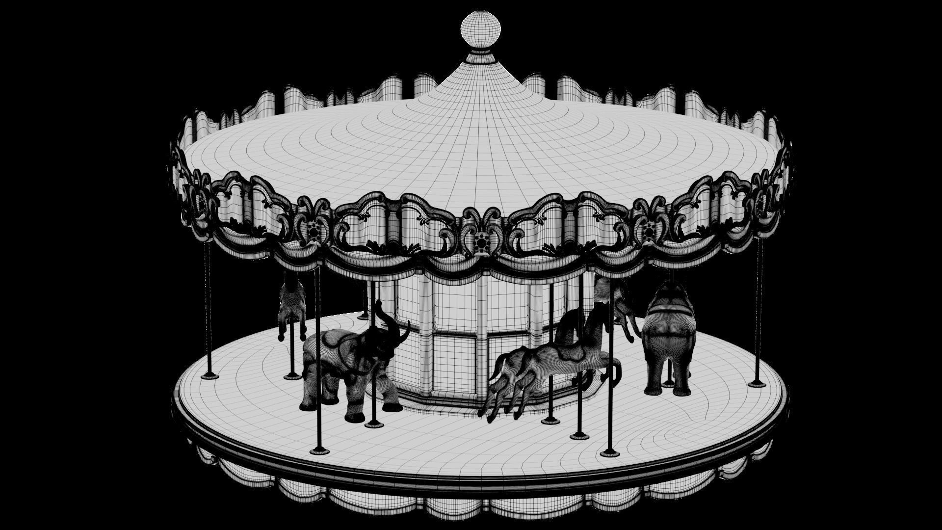 carousel - fun fair 3D model_6