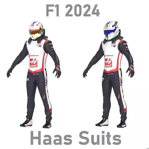 F1 Haas Suits and Helmets 2024 Low-poly 3D model