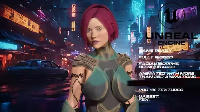 scifi girl full rigged - game ready - animated