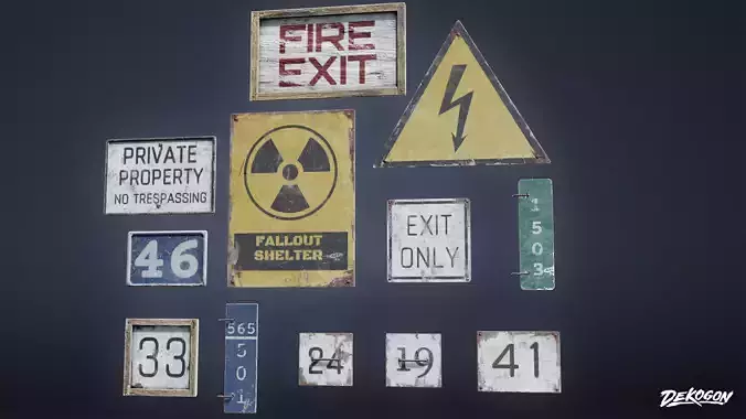 SIGNAGE - Sign Set 04 - LOW POLY AND NANITE